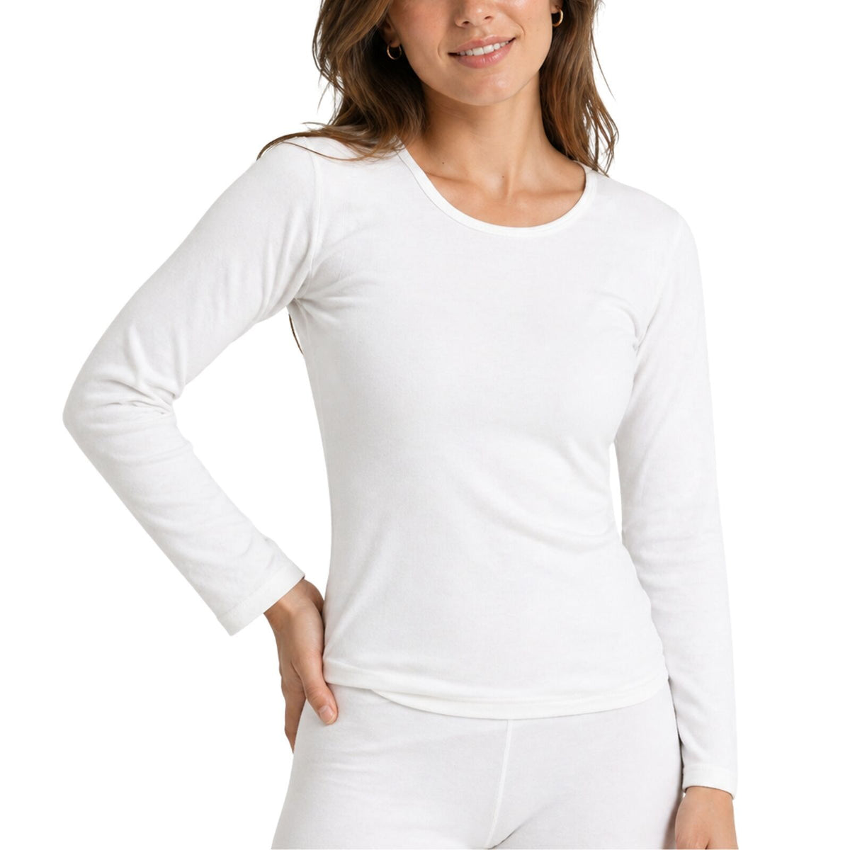 BR Apparel Women's Thermal Top – Beige, Size 10-12