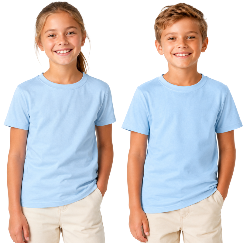 BR Apparel Kids T-Shirt – Sky Blue, Size 10