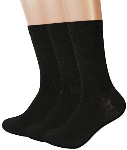BR Apparel Unisex Socks – Black, Size 6-11, 3 Pairs