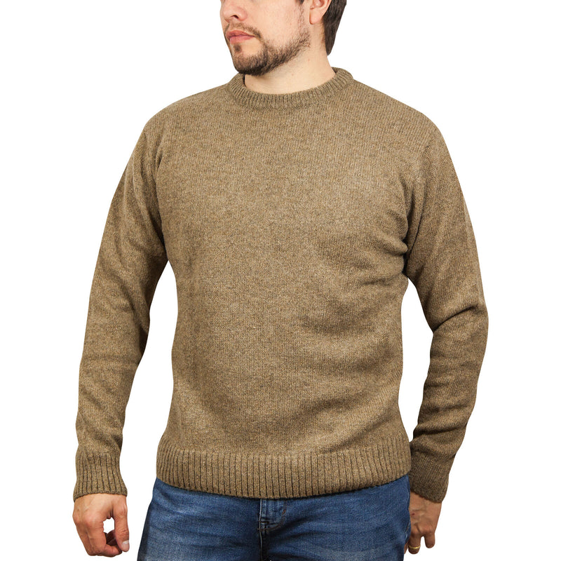 Jacksmith Men's 100% Shetland Ragg Wool Crew-Neck Jumper – Nutmeg, Size 4XL