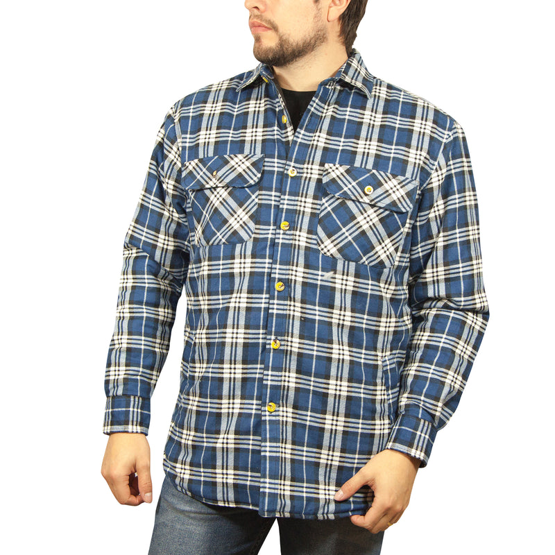 Jacksmith Men's Quilted Shirt Jacket – Navy/Light Blue, Size L