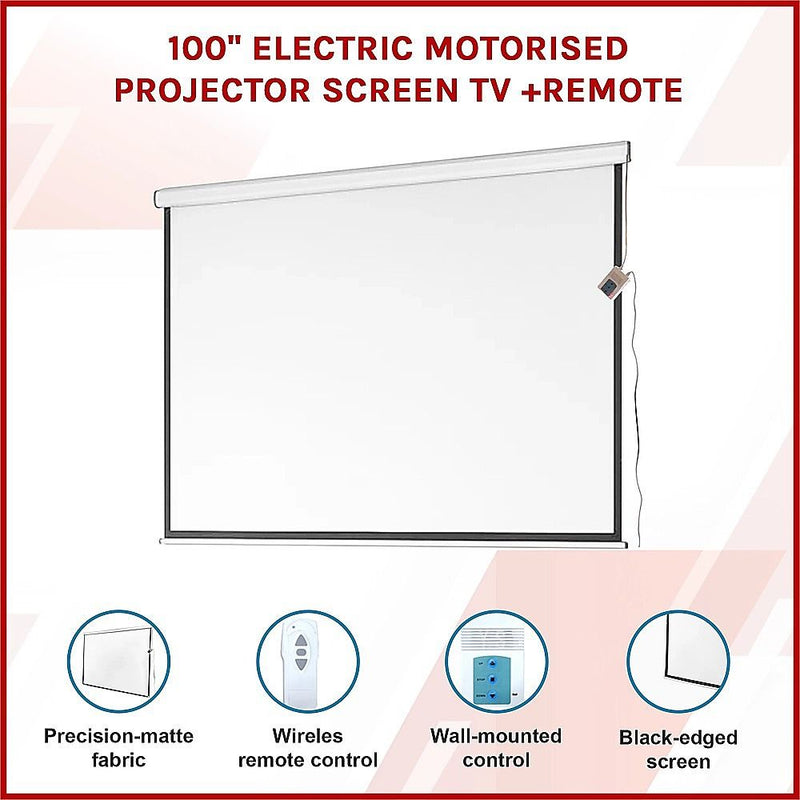 100" Electric Motorised Projector Screen TV +Remote