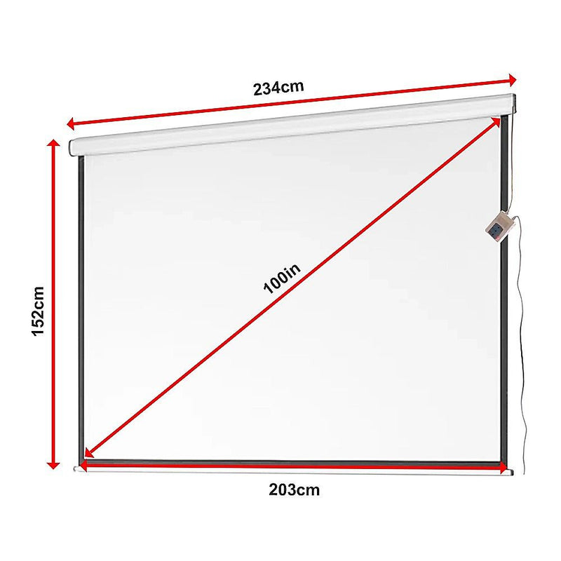 100" Electric Motorised Projector Screen TV +Remote