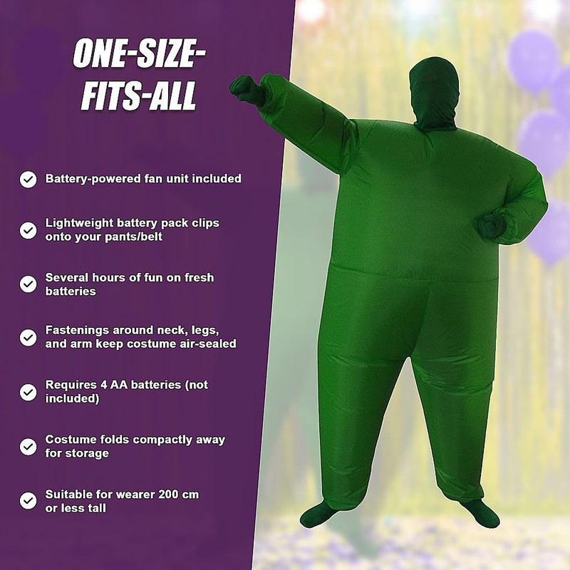 Go Green Inflatable Costume Fancy Dress Suit Fan Operated