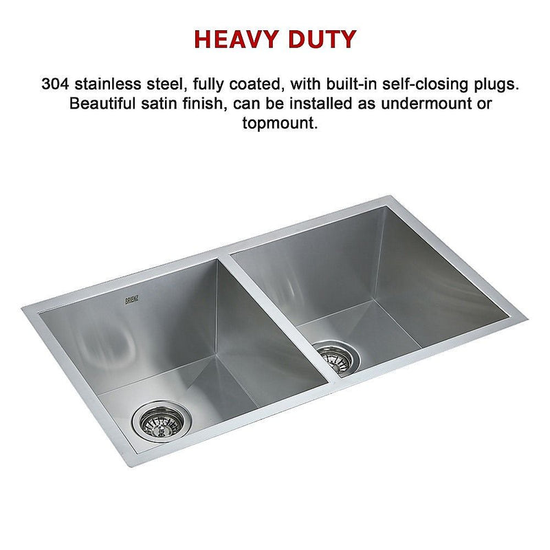 820x457mm Handmade 1.2mm Stainless Steel Undermount Topmount Kitchen Laundry Sink with Waste