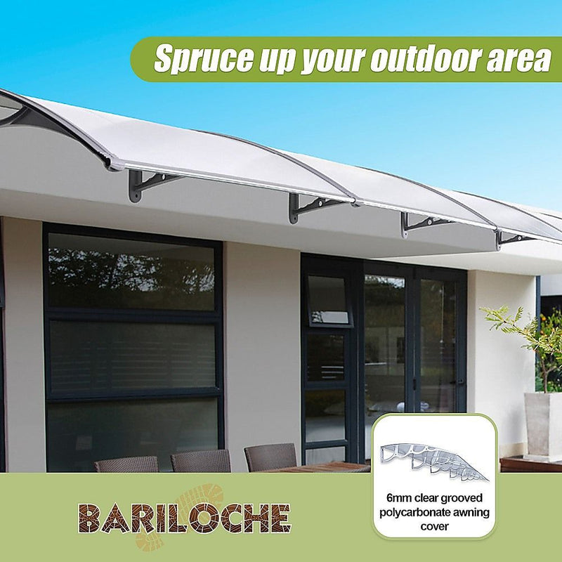 DIY Awning Kit – 1.5x4m Clear Polycarbonate Door & Window Canopy