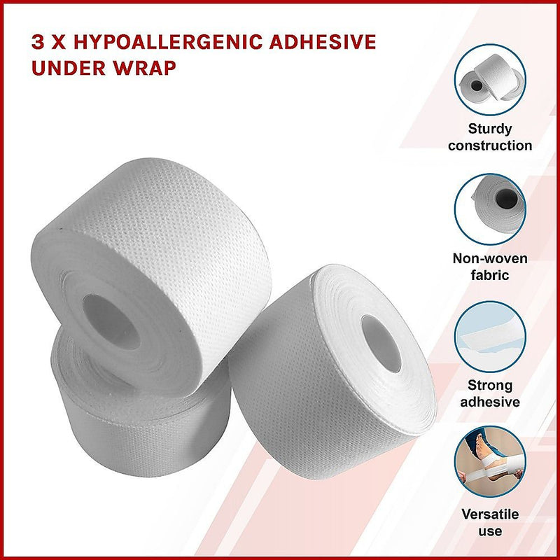 3 Rolls Hypoallergenic Adhesive Under Wrap