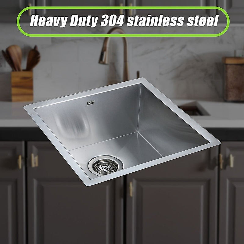 440x440mm Handmade 1mm 20 Gauge Stainless Steel Kitchen Laundry Sink with Waste
