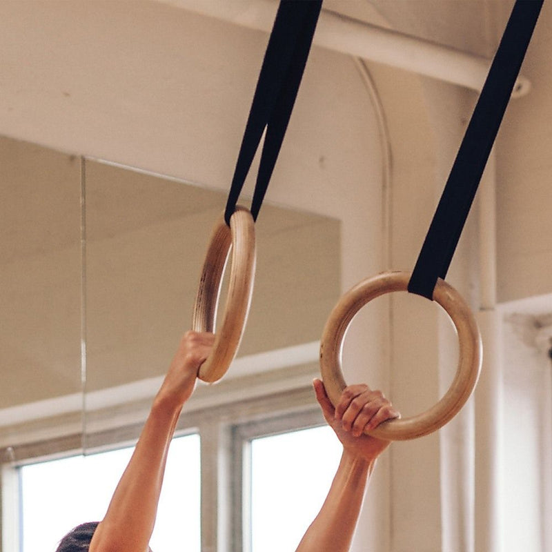 202mm Wooden Gymnastic Rings – Olympic Gym Strength Training & Fitness
