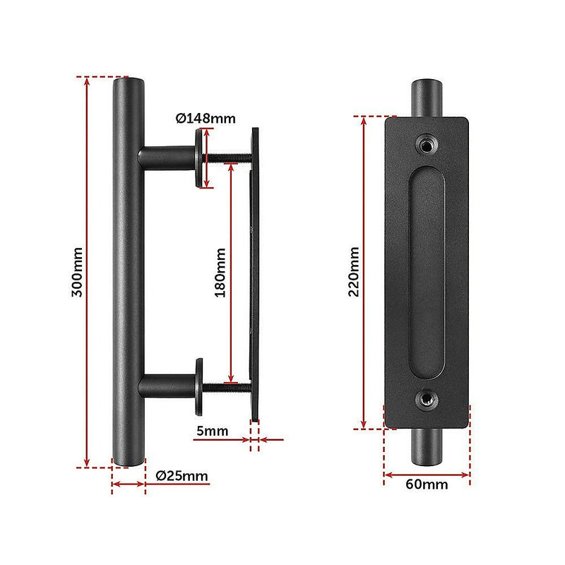 Carbon Steel Door Handle & Flush Pull Wood Door Gate Hardware 12"