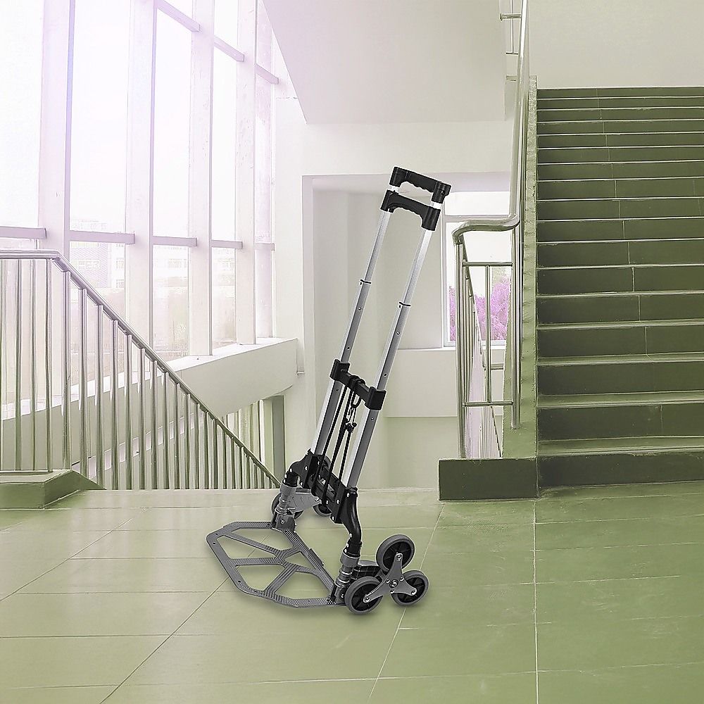 Stair Climbing Trolley 6 Wheels Aluminium Folding Hand Cart Climb Steps