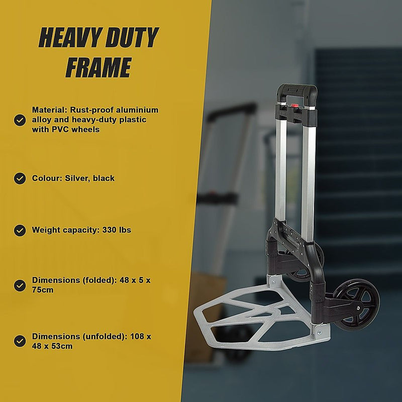 150KG Portable Cart Folding Dolly Push Truck Hand Collapsible Luggage Trolley