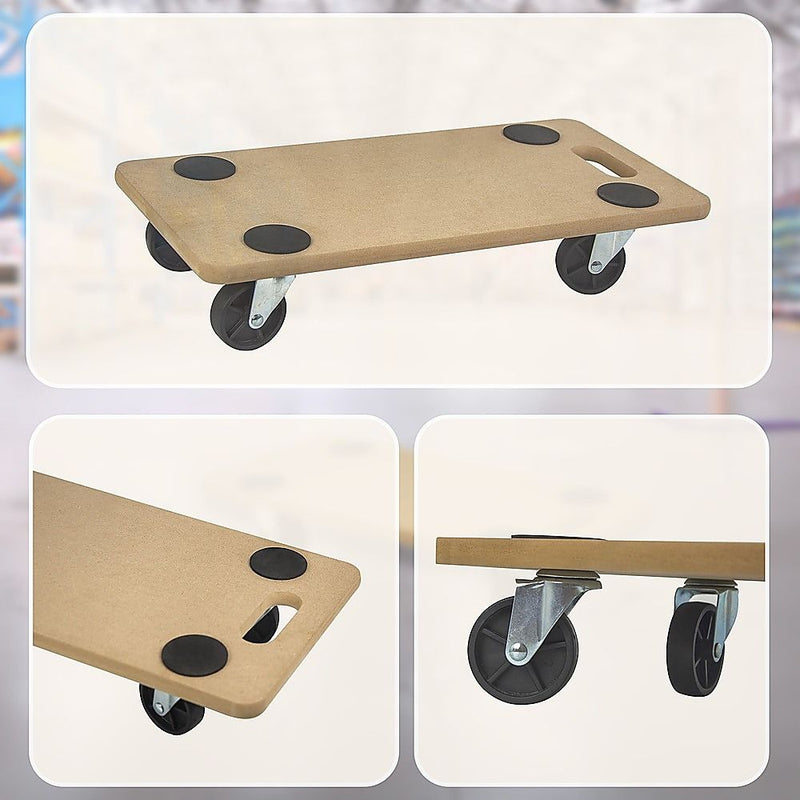 200kg Heavy Duty Hand Dolly Furniture Wooden Trolley Cart Moving Platform Mover