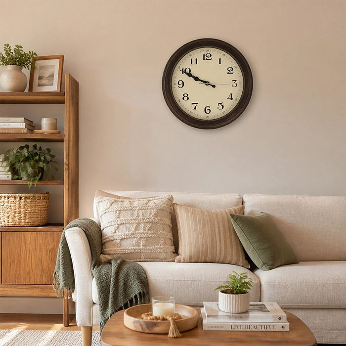 Classic Wall Clock Silent Non-Ticking Quartz Battery Operated Wood
