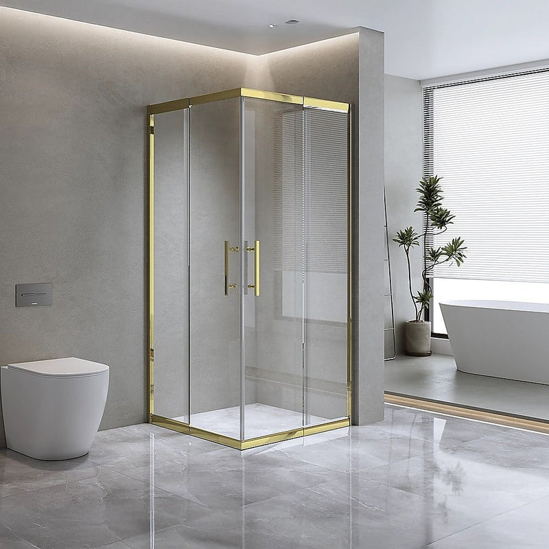 Della Francesca Adjustable Double-Sliding Shower Screen – Nominal 90x110cm, Slimline Gold Handle