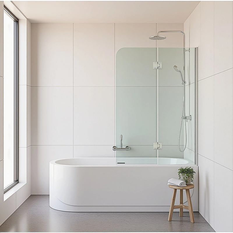 Della Francesca Curved-Top Bath Screen 1000 × 1450 mm – Chrome, Wall Channel, SS Hinges