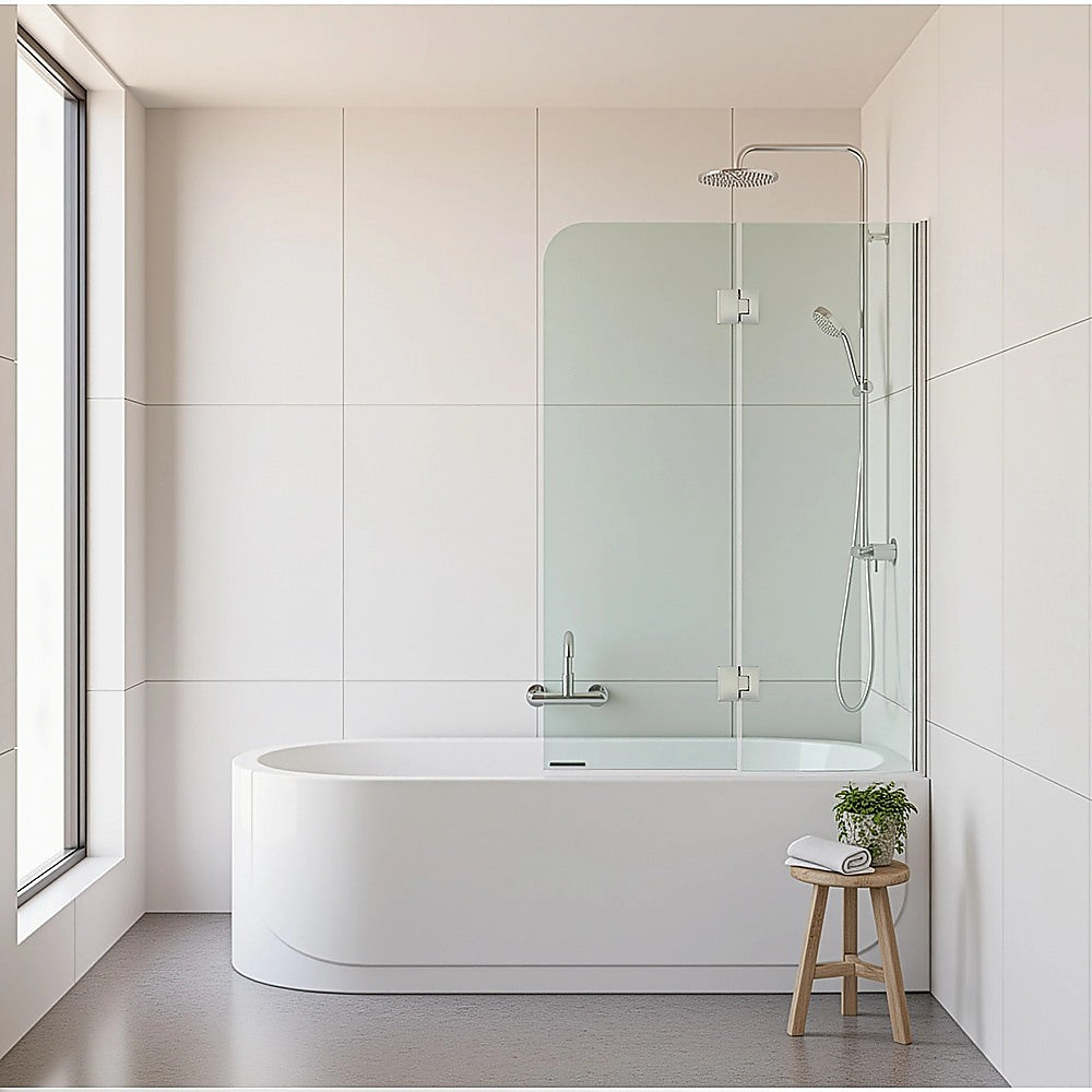 Della Francesca Curved-Top Bath Screen 900 × 1450 mm – Gold, Wall Channel, Brass Hinges