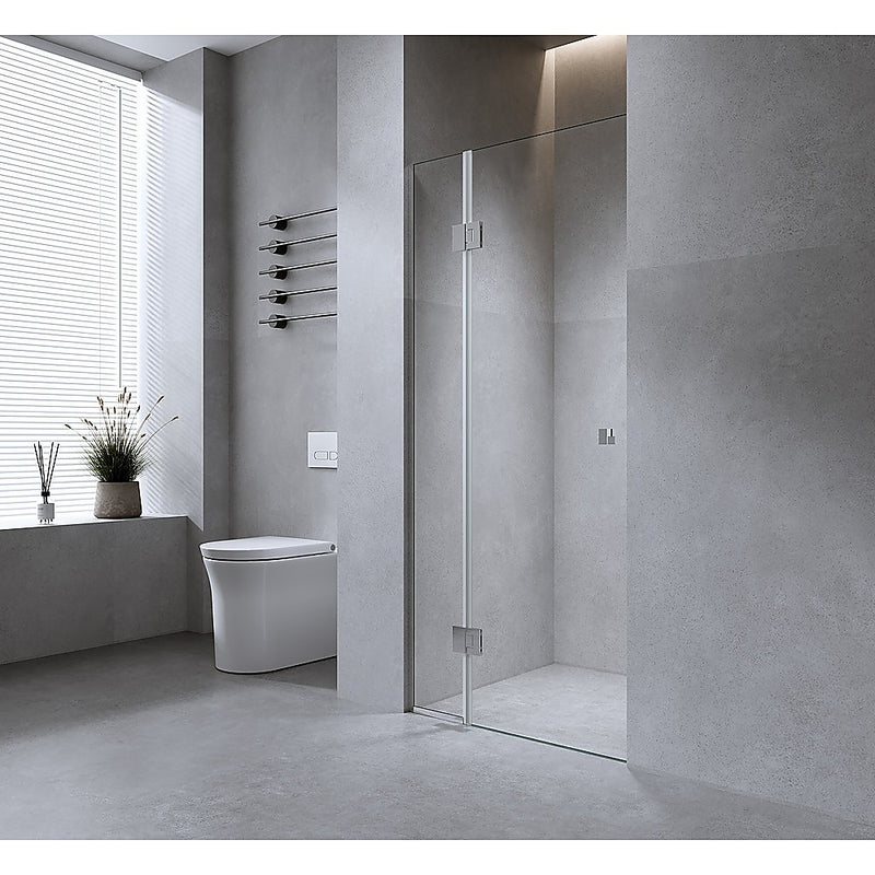 Della Francesca 110 cm Wall-to-Wall Hinged Shower Screen – Chrome, Square Knob Handle