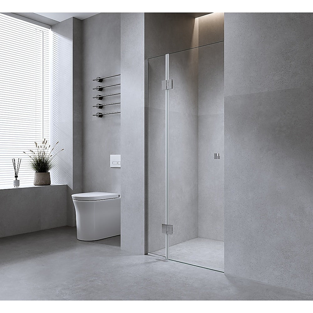 Della Francesca 110 cm Wall-to-Wall Hinged Shower Screen – Chrome, Square Knob Handle