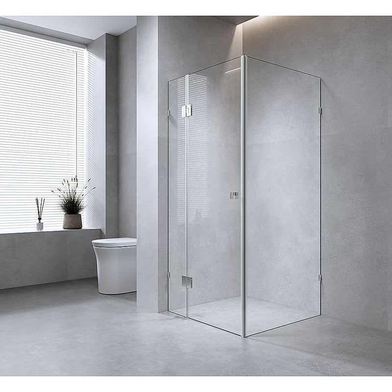 Della Francesca 120 × 120 cm Corner Shower Screen – Chrome, Square Double Pull Handle