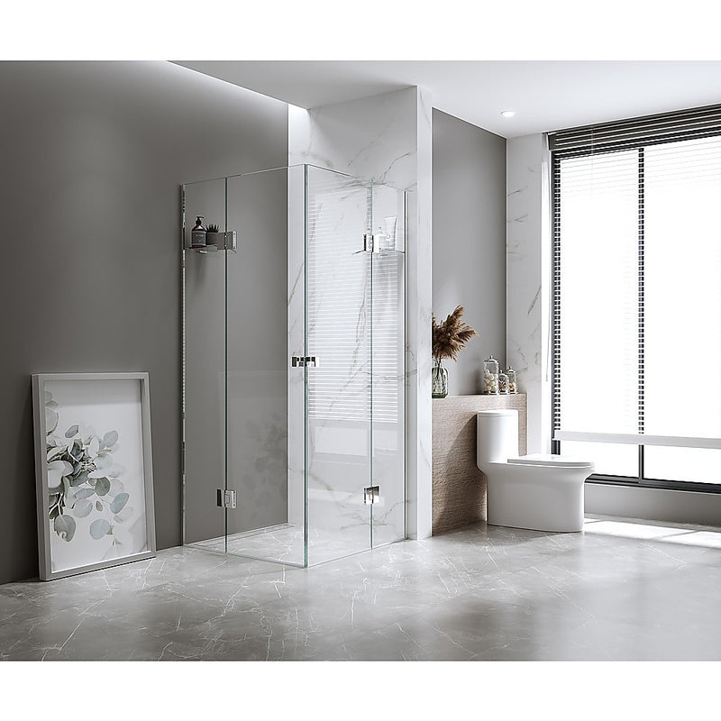 Della Francesca 120 × 120 cm Double Door Corner Shower Screen – Chrome, Round Handle