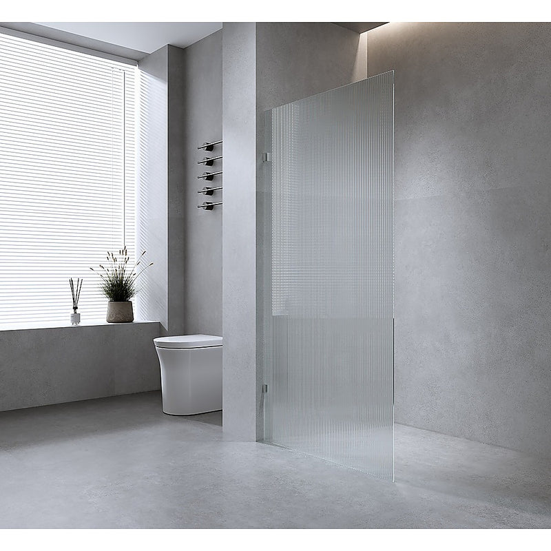 Della Francesca Fixed Reeded Glass Shower Screen 1200 × 2100 mm – Nickel, F-bracket