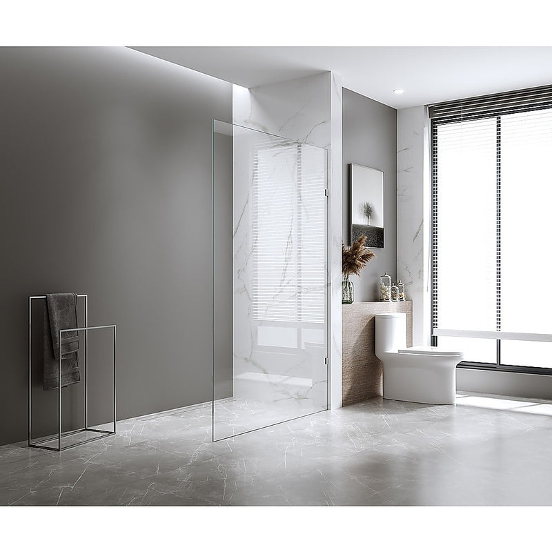 Della Francesca Fixed Glass Shower Screen 700 × 2100 mm – White, U-bracket