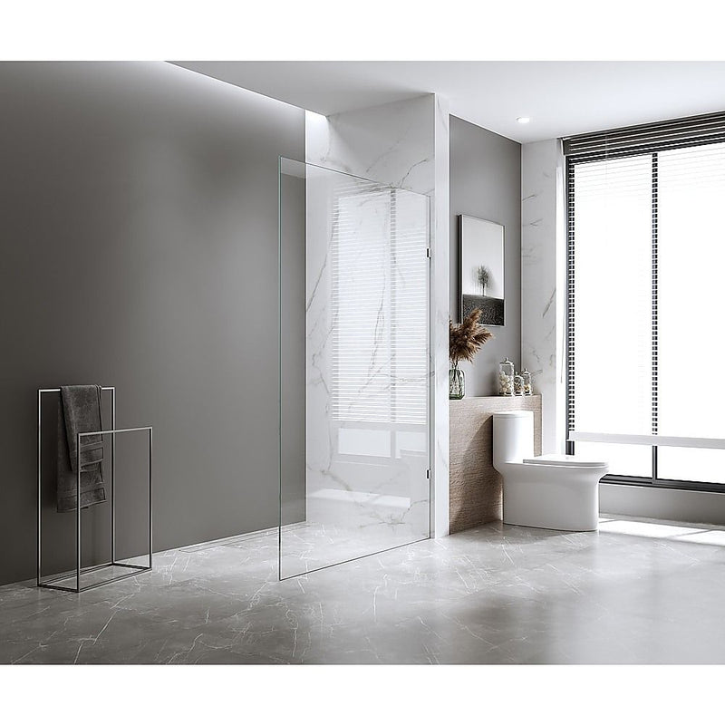 Della Francesca Fixed Glass Shower Screen 1100 × 2100 mm – Black, F-bracket