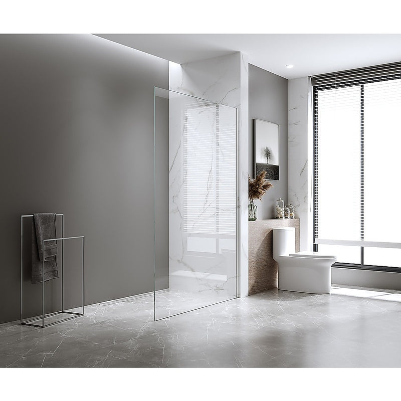 Della Francesca Fixed Glass Shower Screen 1000 × 2000 mm – Nickel, Wall channel, Square pole