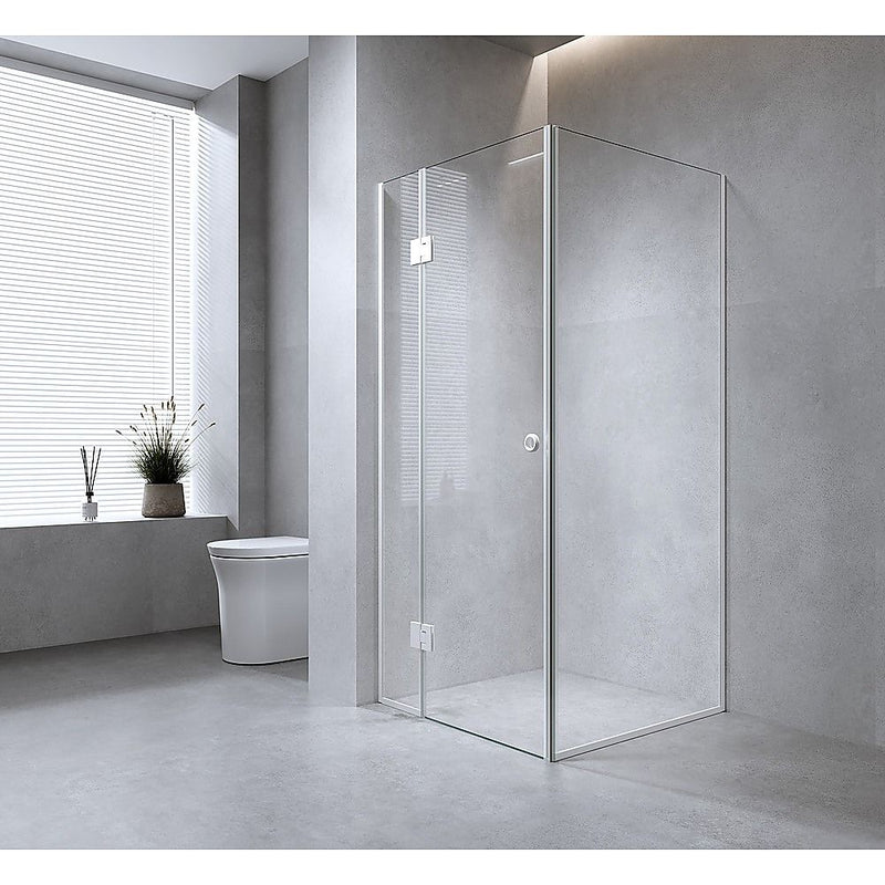 Della Francesca 100 × 80 cm Corner Shower Screen – Black, Round Handle