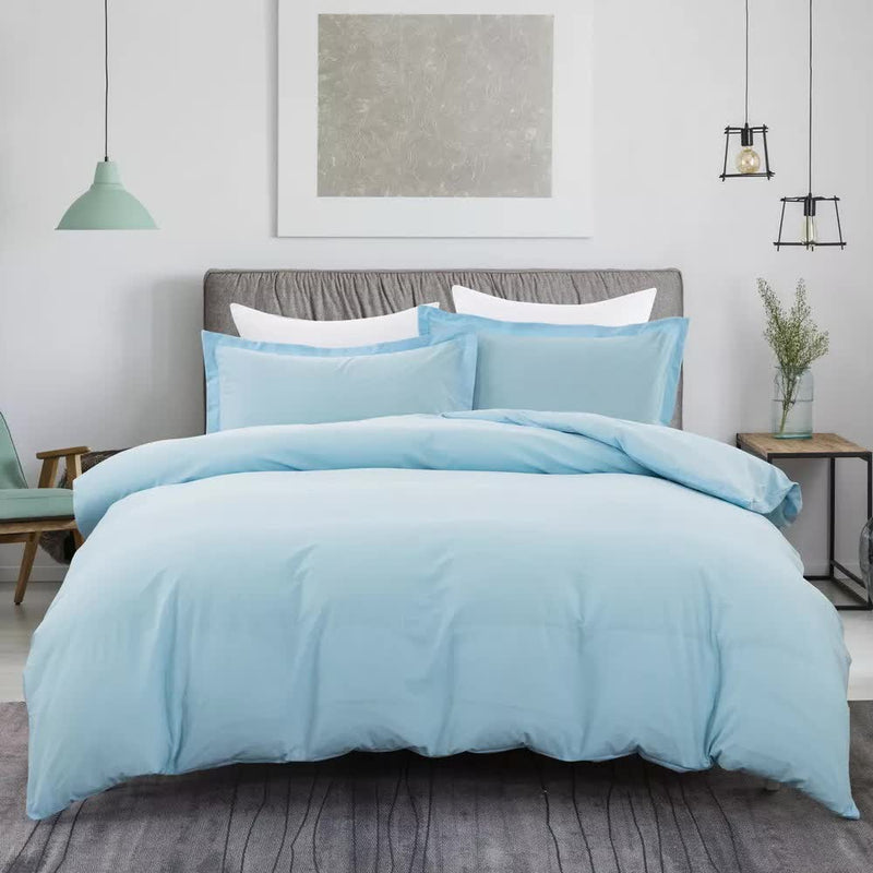 100% cotton Quilt Cover Set with Soft Pillowcases - Aqua-Queen