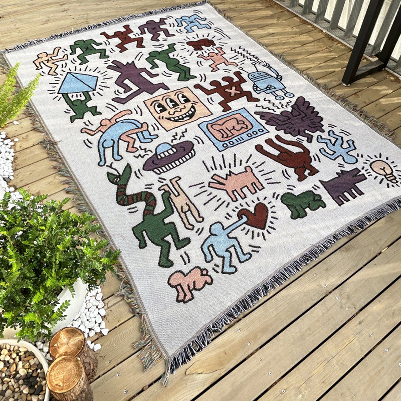2pcs pack set 180 × 130 cm Bohemian Picnic Blanket, Camping Blanket, Outdoor Rug for Camping, Picnic, Beach