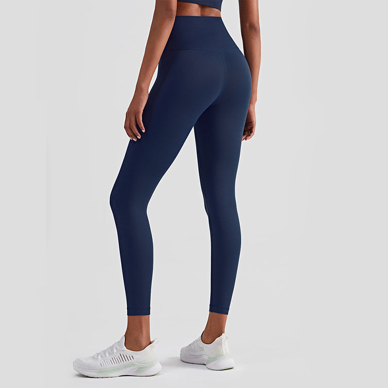 Elosung Women's High-Waisted Yoga Leggings with Back Pocket – Dark Blue, Size S