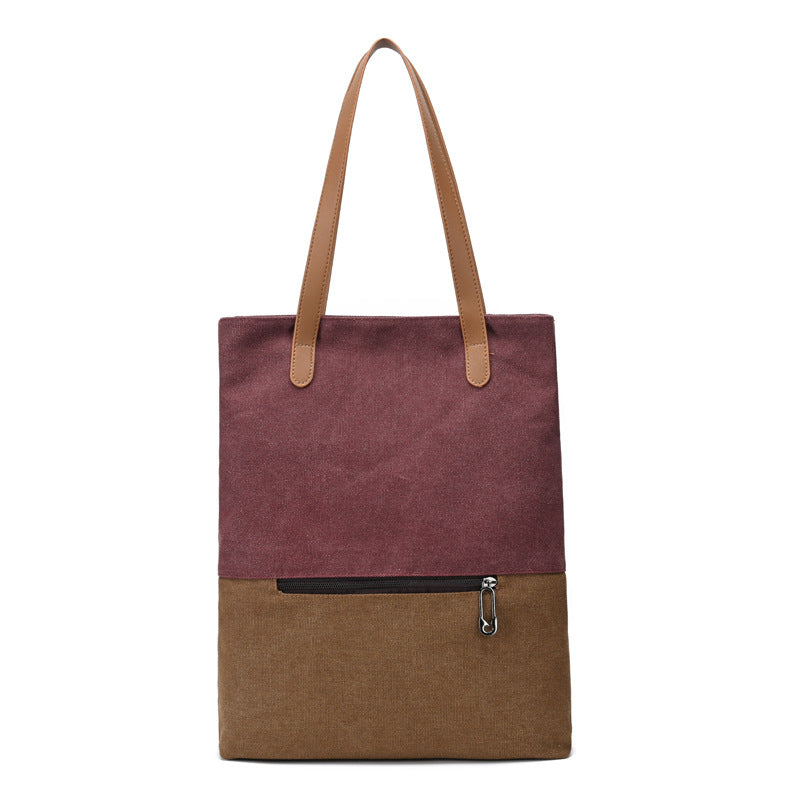 Purple And Brown Canvas Tote Bag for Women - Multi-Use Shoulder Handbag & Backpack, Large Capacity, 30 × 10 × 40 cm