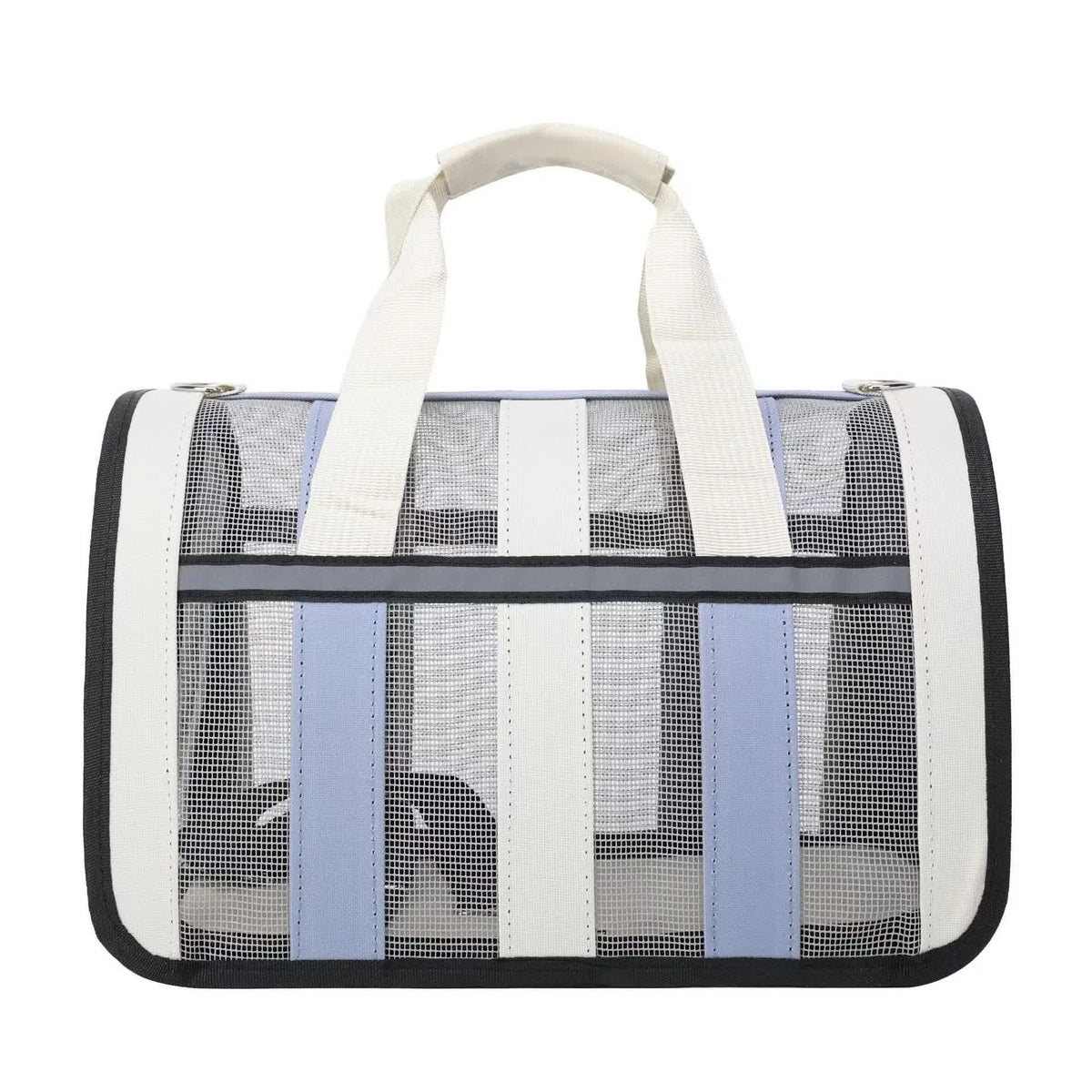 Size L Blue And White Foldable Pet Carrier Bag - Lightweight, Breathable, and Spacious for All Seasons