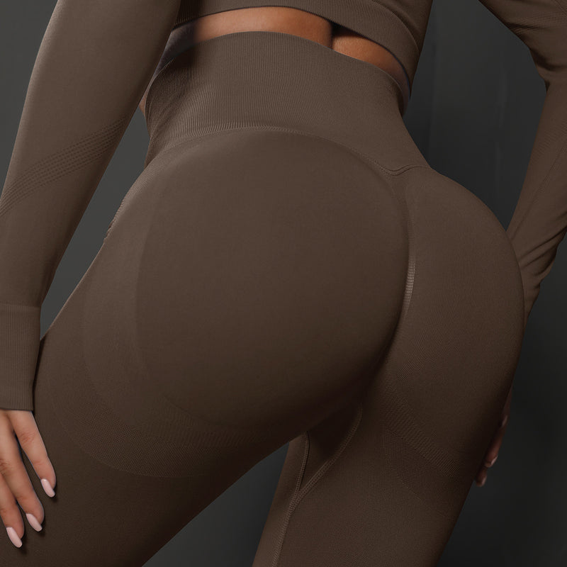 Elosung Women's Seamless High-Waisted Yoga Leggings – Brown, Size M