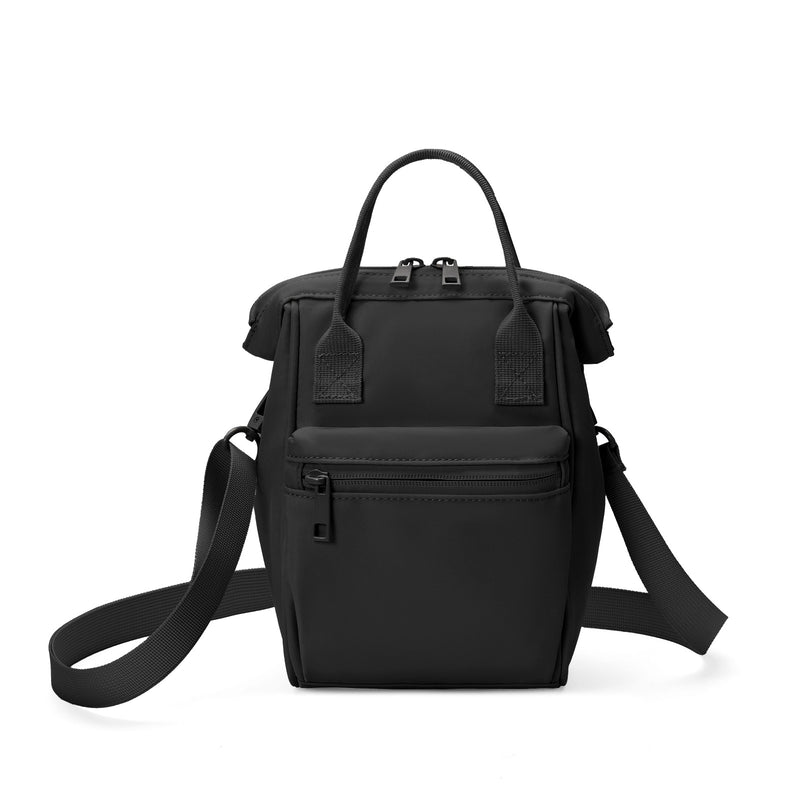 Black Mini Oxford Backpack - Lightweight 263g Travel Crossbody Bag with Adjustable Straps