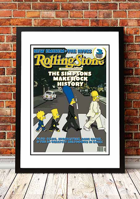 The Simpsons 'Abbey Rd' Rolling Stone Magazine Cover – Framed A3 Print