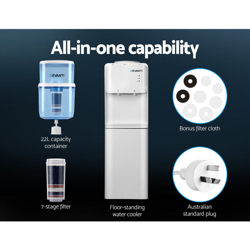 Devanti Water Cooler Dispenser Stand 22L Bottle White