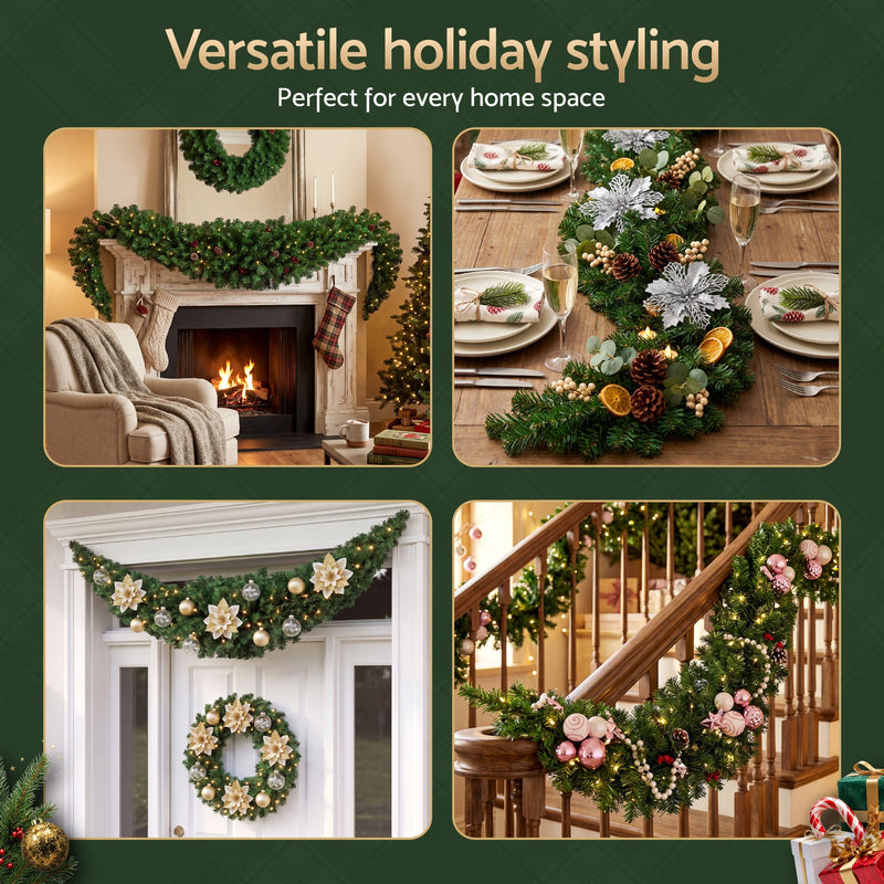 Jingle Jollys 1.8m Christmas Garland Xmas Decorations Green Wedding Party